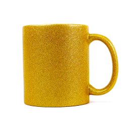 Taza sublimación cerámica con glitter 11 Oz oro