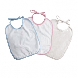 Baberos de terciopelo para sublimación en colores blanco, azul y rosa