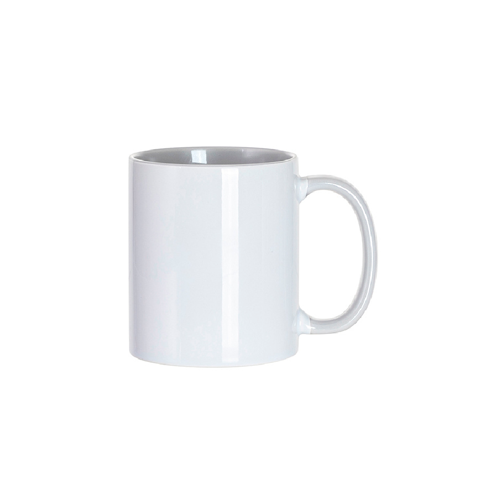 Taza para sublimación cerámica interior y asa gris claro