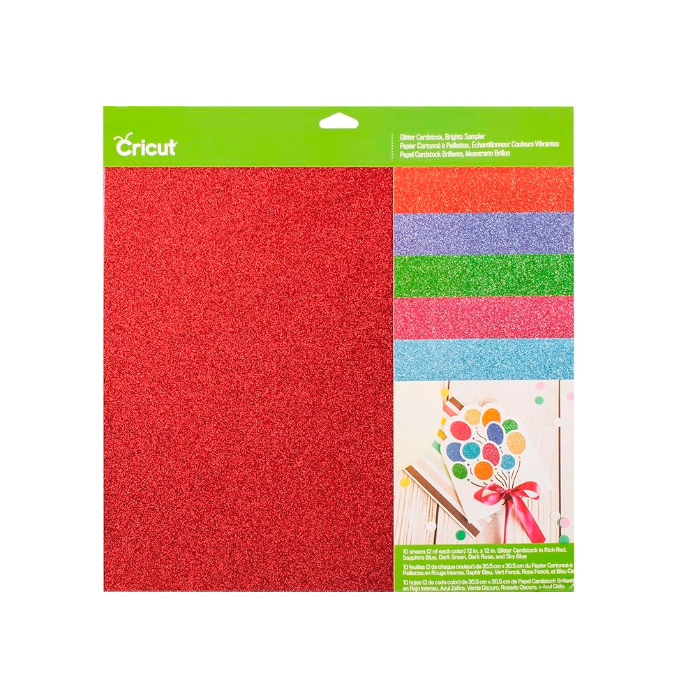 Cricut Cartulinas Glitter Sampler Brights (10 uds.)