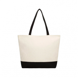 Tote bag lino con asas y base negra 45,5 x 36 cm