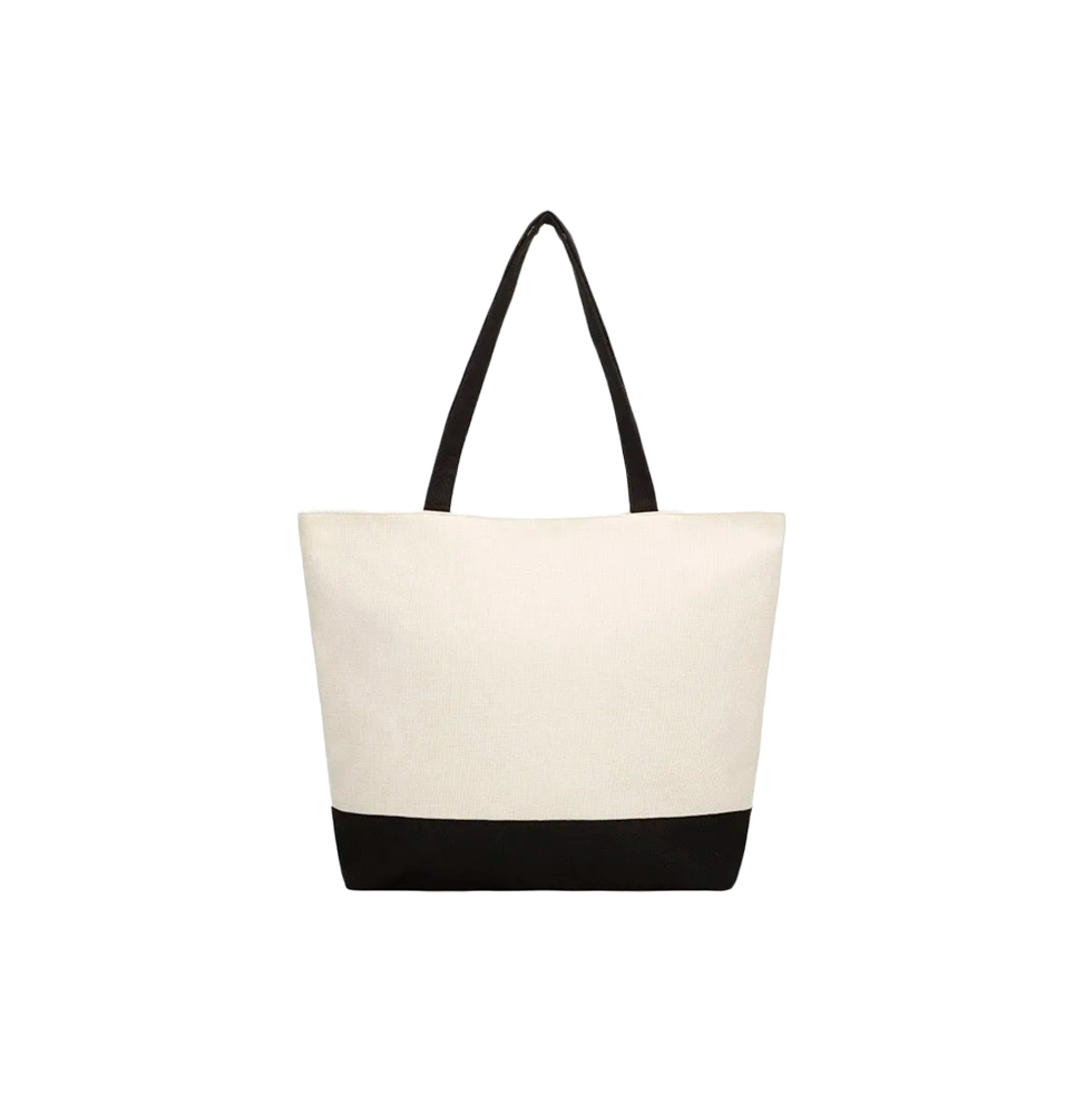 Tote bag lino con asas y base negra 45,5 x 36 cm Tote bag lino con asas y base negra 45,5 x 36 cm