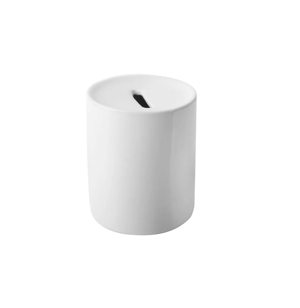 Hucha de cerámica blanca