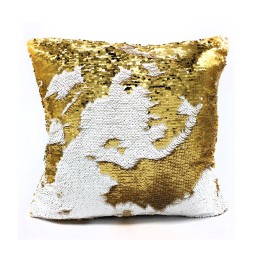 Funda cojin lentejuelas oro 40x40