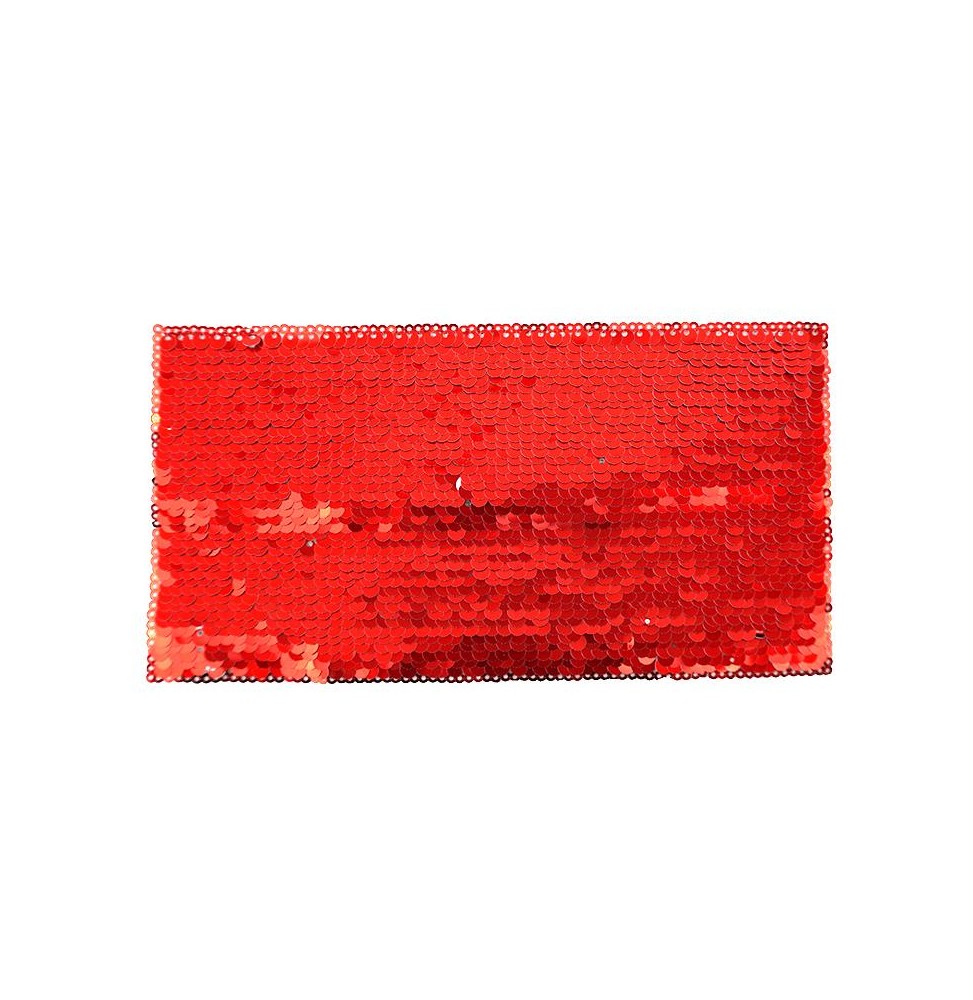 Parche lentejuelas rectangular rojo-bco 19.5x10 cm