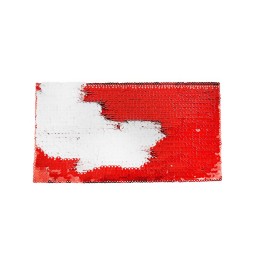 Parche lentejuelas rectangular rojo-bco 19.5x10 cm