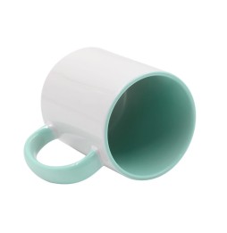 Taza cerámica verde mint para sublimación con caja