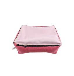Cama para mascotas lino color rosa pequeña