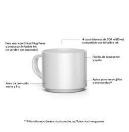 Cricut 10 oz Stackable Ceramic Mug Blank White (4)