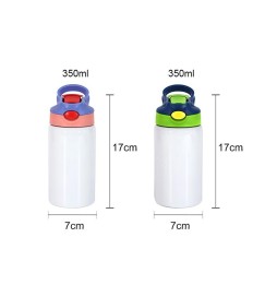 Botella de metal infantil 350 ml con pajita rosa