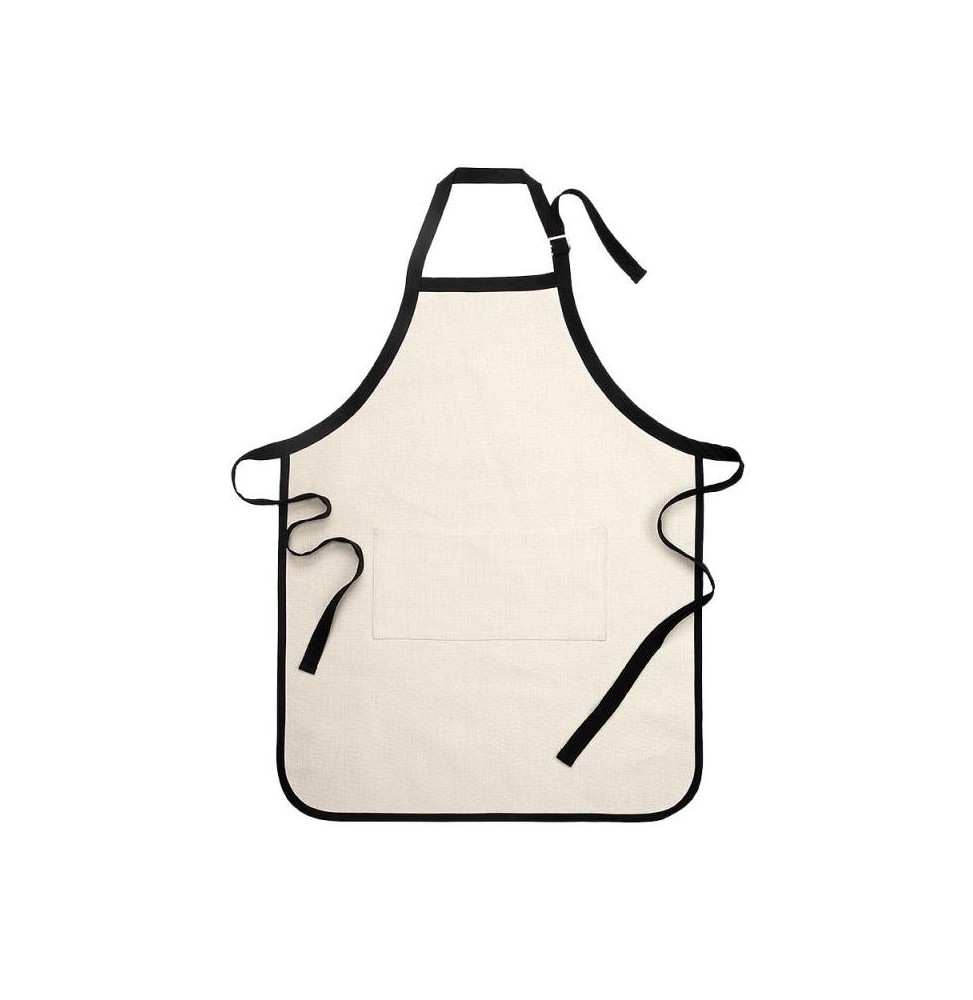 Delantal adulto lino con borde negro 84x64 cm Delantal adulto lino con borde negro 84x64 cm