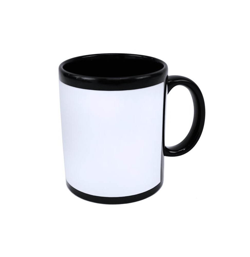 Taza de ceramica negra con ventana blanca + caja