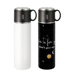 Termo con taza, blanco/negro, 500ml