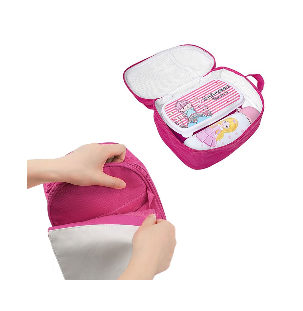 Solapa rosa para mochila térmica niño sublimable