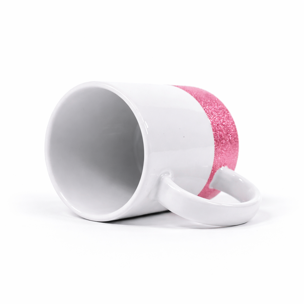Taza de Cerámica Blanca base Rosa Glitter | 11 Oz 