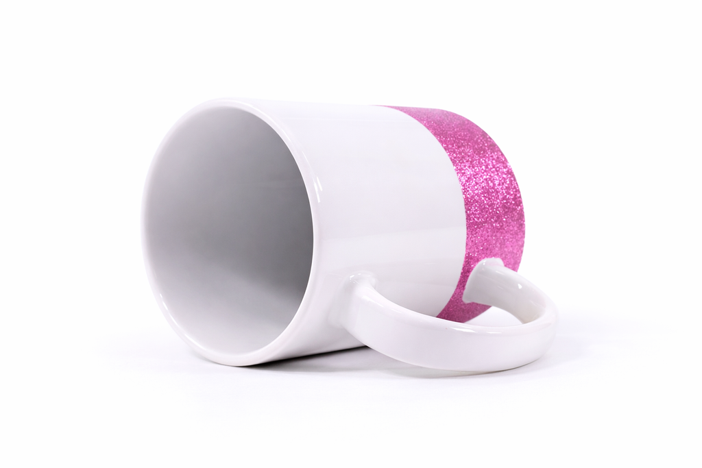 Taza de Cerámica Blanca base Rosa Glitter | 11 Oz 