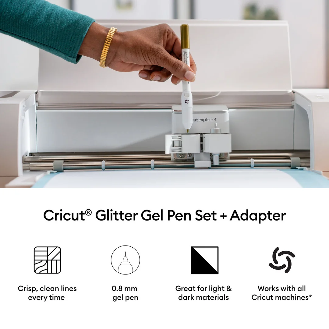 Cricut Bolígrafos de Gel Glitter Rainbow | 0.8 mm + Adaptador
