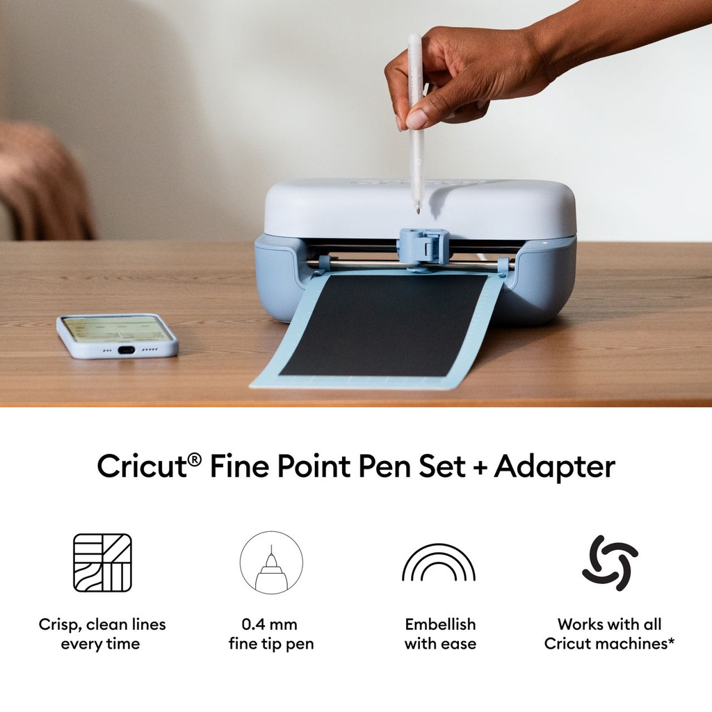 Cricut Bolígrafos Punta Fina | 0.4 mm + Adaptador