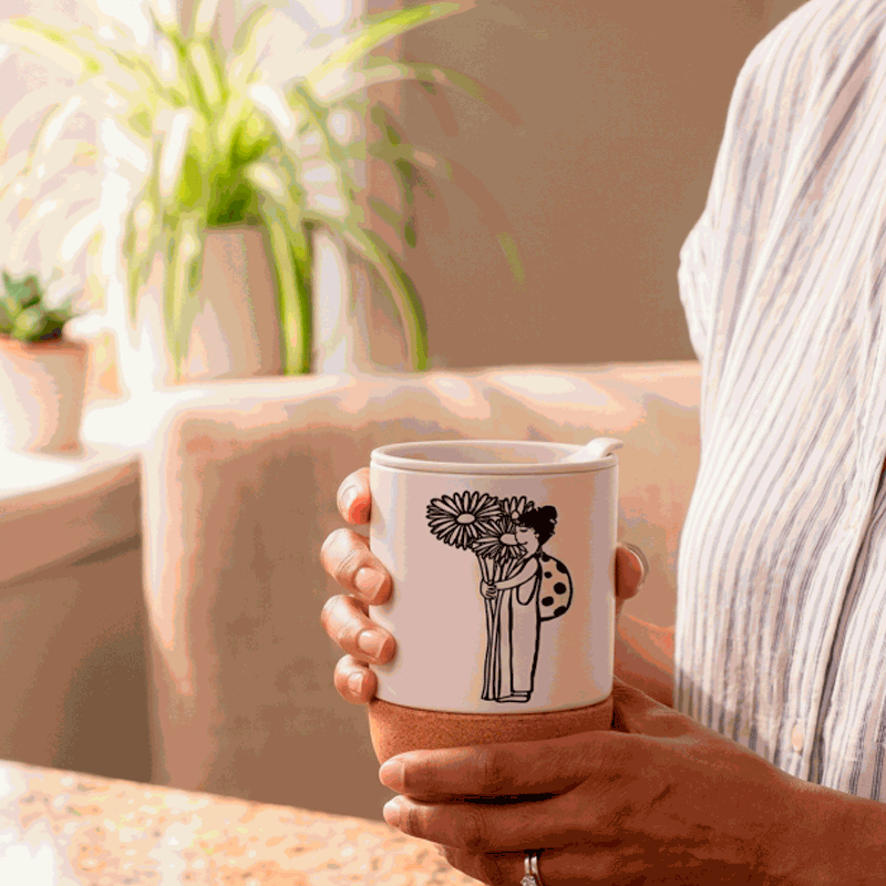 Taza de Cerámica con Base de Corcho