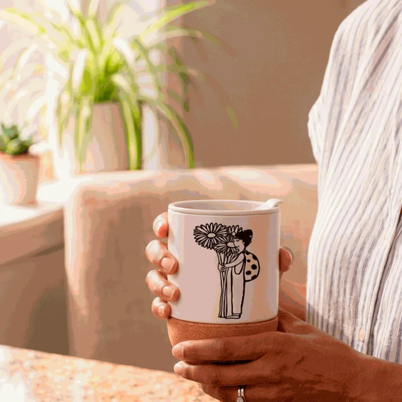 Taza de Cerámica con Base de Corcho