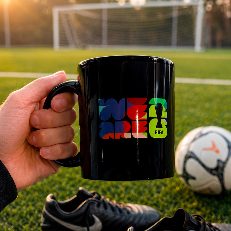 Taza de Cerámica Negra con Espacio Blanco | 11 Oz