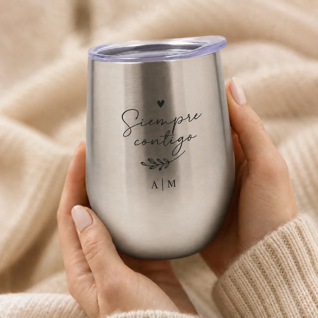Vaso Térmico de Aluminio con Tapa | 12 Oz