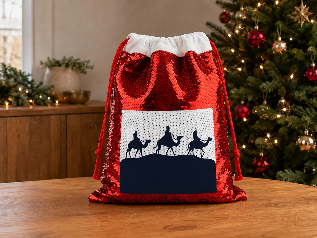 Saco de Navidad de Lentejuelas Rojo