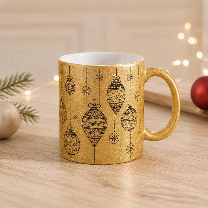 Taza de Cerámica con Glitter para Sublimación | 11 Oz