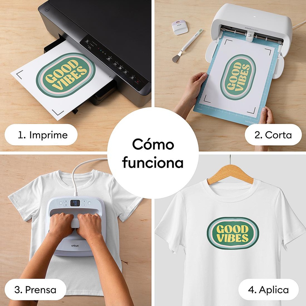 Cricut Vinilo Termoadhesivo Imprimible Prendas Claras | 5 hojas