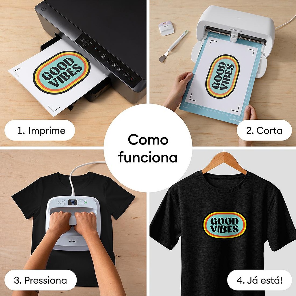 Cricut Iron-On Imprimible Prendas Oscuras | 3 hojas