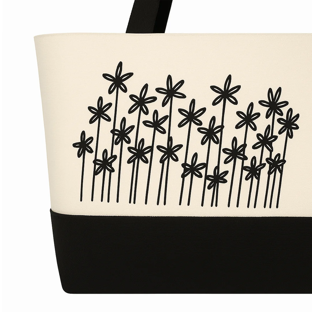 Tote Bag de Lino con Asas y Base Negra