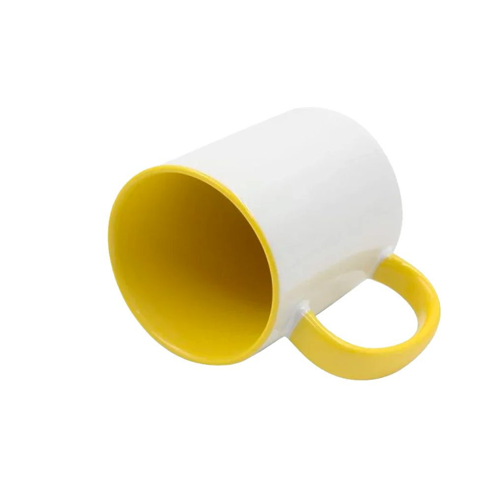 Taza cerámica con interior y asa de color, con caja