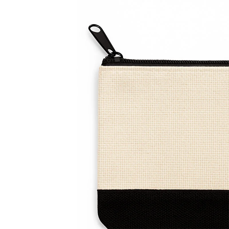 Neceser de lino con base negra sublimable, 18,5 x 24 cm