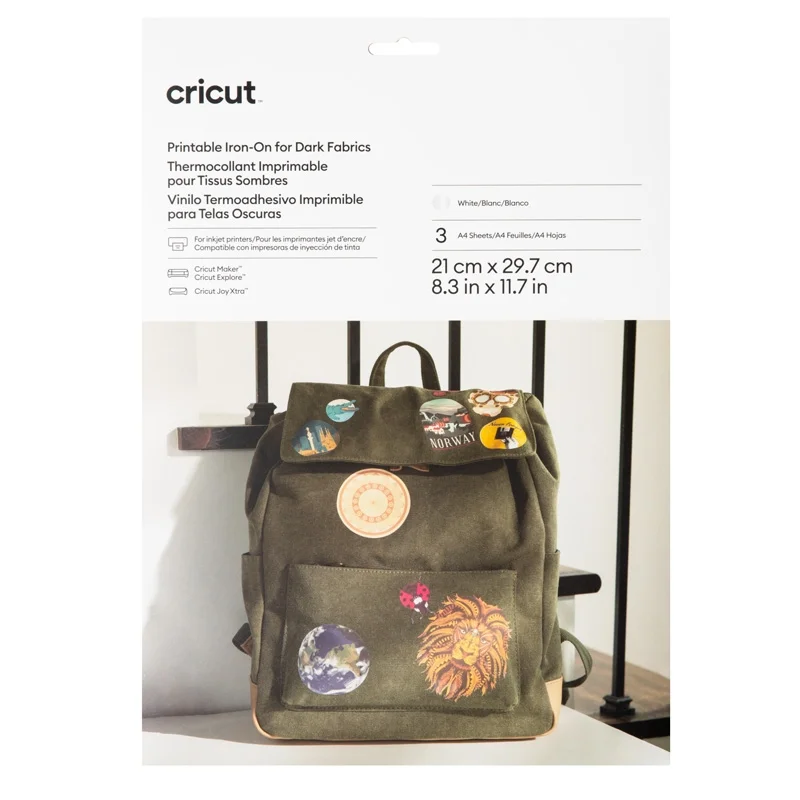 Cricut Iron-On Imprimible Prendas Oscuras | 3 hojas