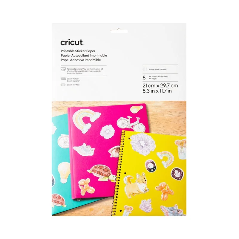 Cricut Papel Adhesivo Imprimible | 8 hojas A4