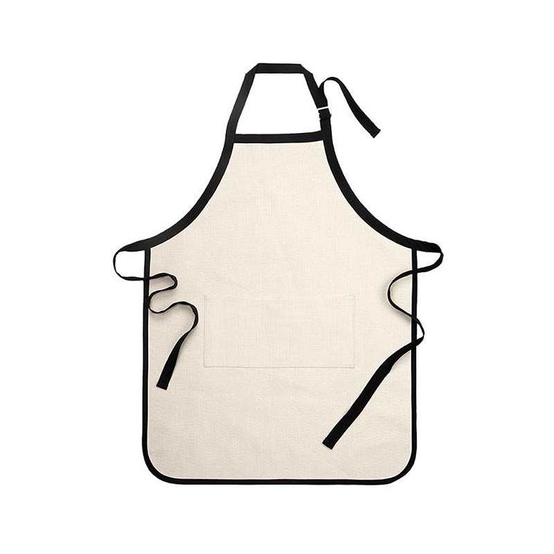 Delantal adulto lino con borde negro 80x64 cm