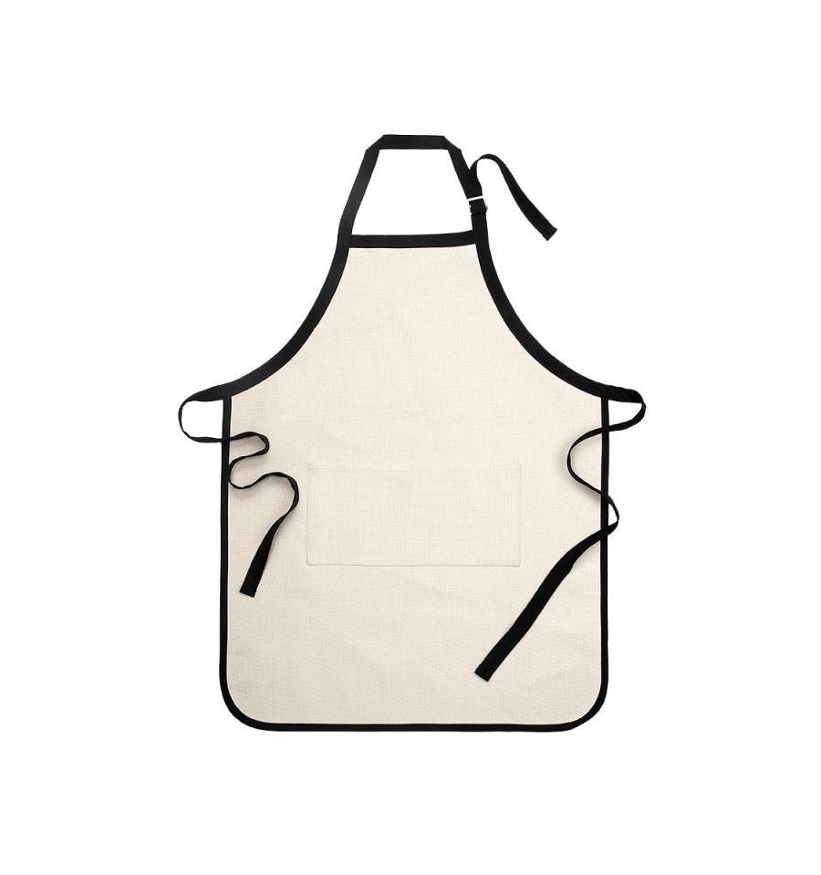 Delantal adulto lino con borde negro 80x64 cm