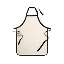 Delantal de Adulto de Lino y Borde Negro 80x64cm