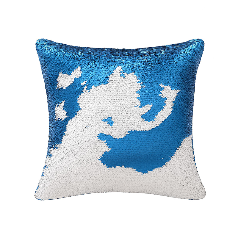 Funda cojin lentejuelas doble cara azul 40x40