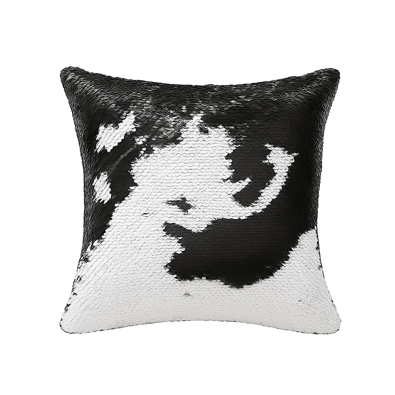 Funda de cojín de lentejuelas negro 40x40 cm