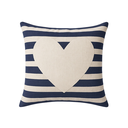 Funda de cojín con rayas azules y corazón 40x40 cm