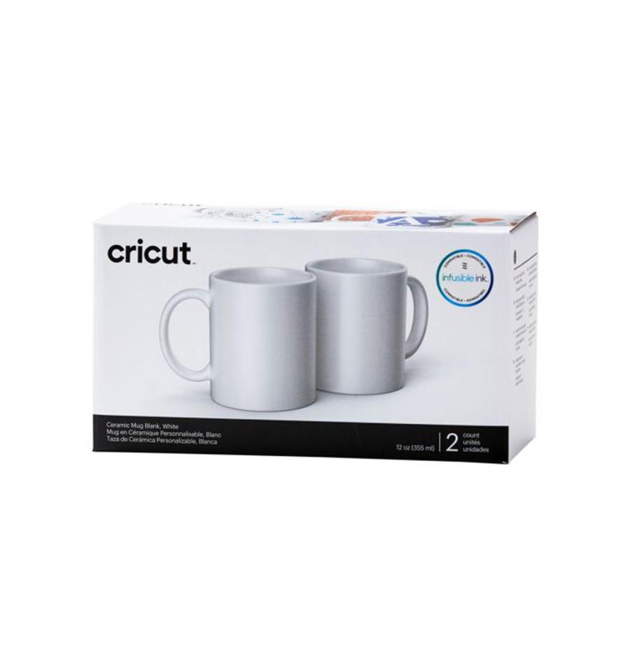 Pack de 2 tazas de cerámica blancas de Cricut 12 Oz