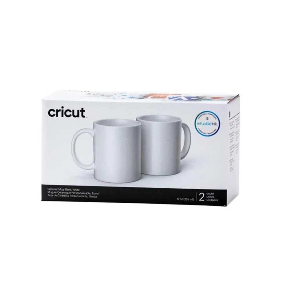 Pack de 2 tazas de cerámica blancas de Cricut 12 Oz