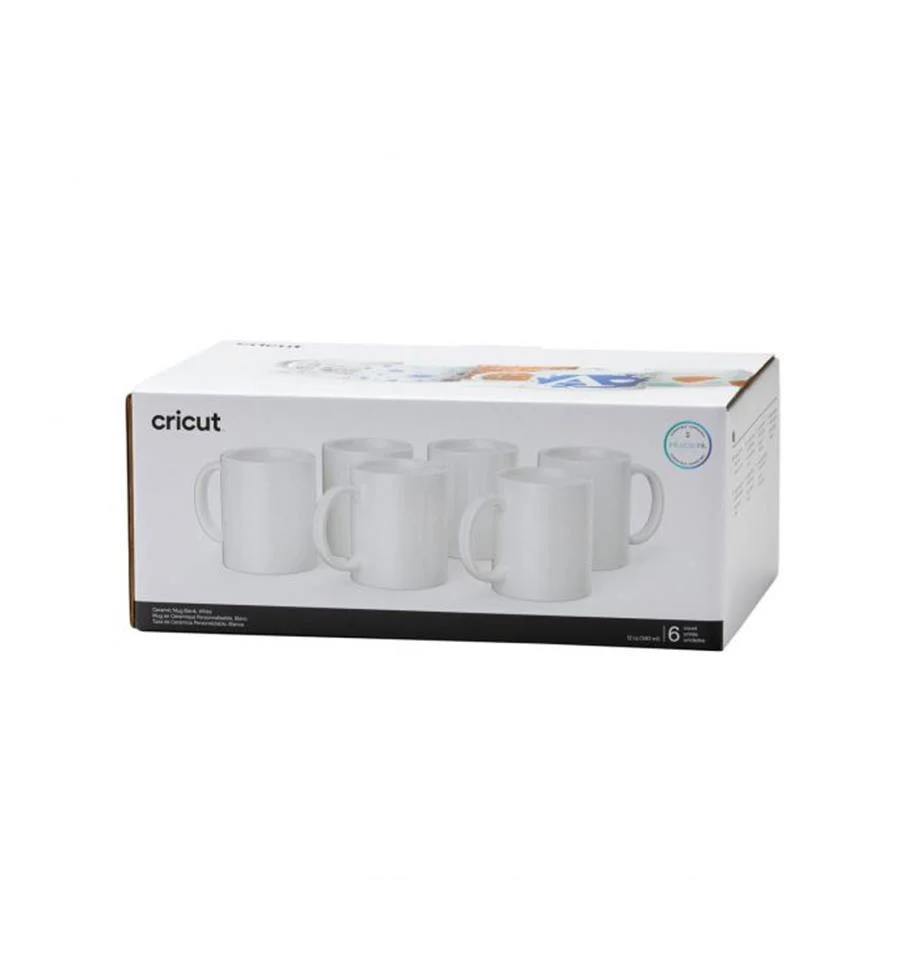 Pack de 6 tazas de cerámica blancas de Cricut 12 Oz