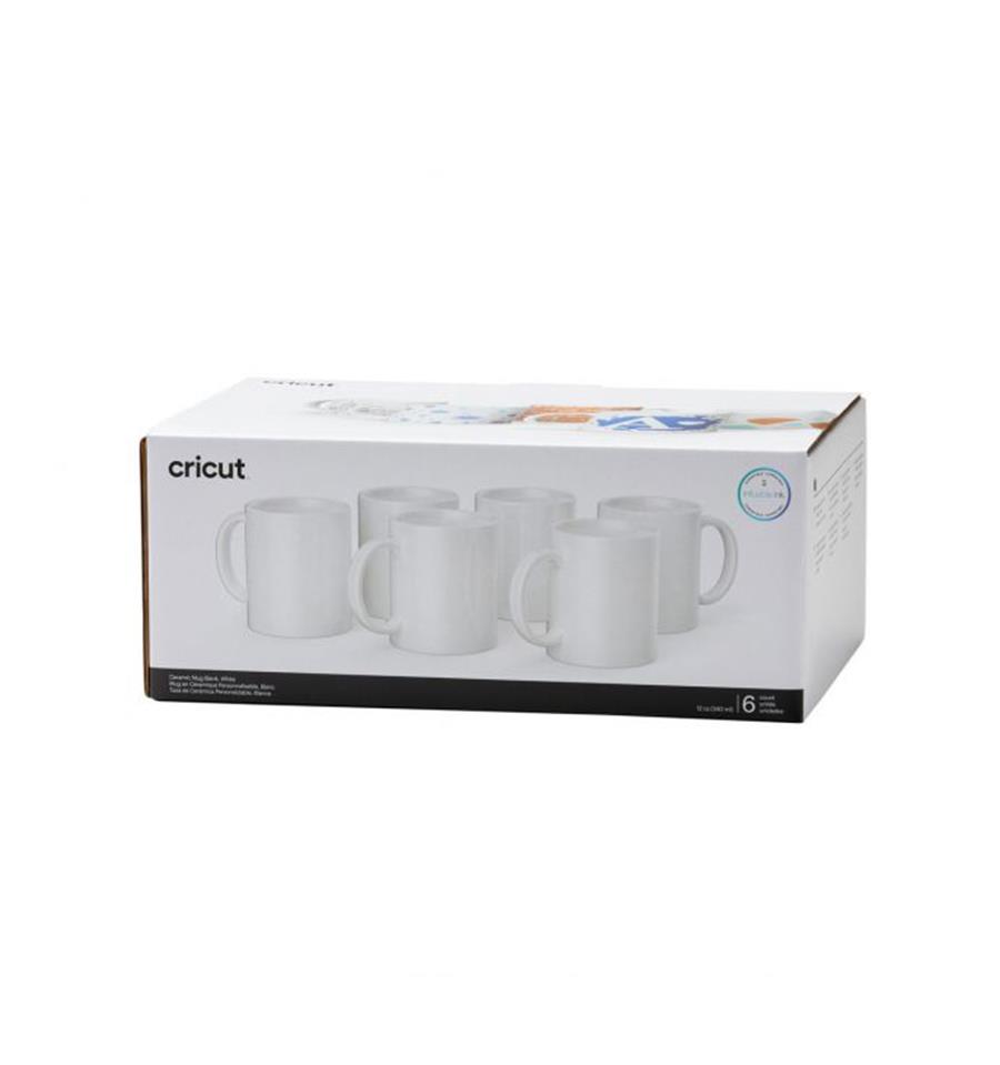 Pack de 6 tazas de cerámica blancas de Cricut 12oz