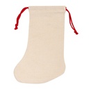 Saco Bota de Navidad de Lino con Cordón Rojo