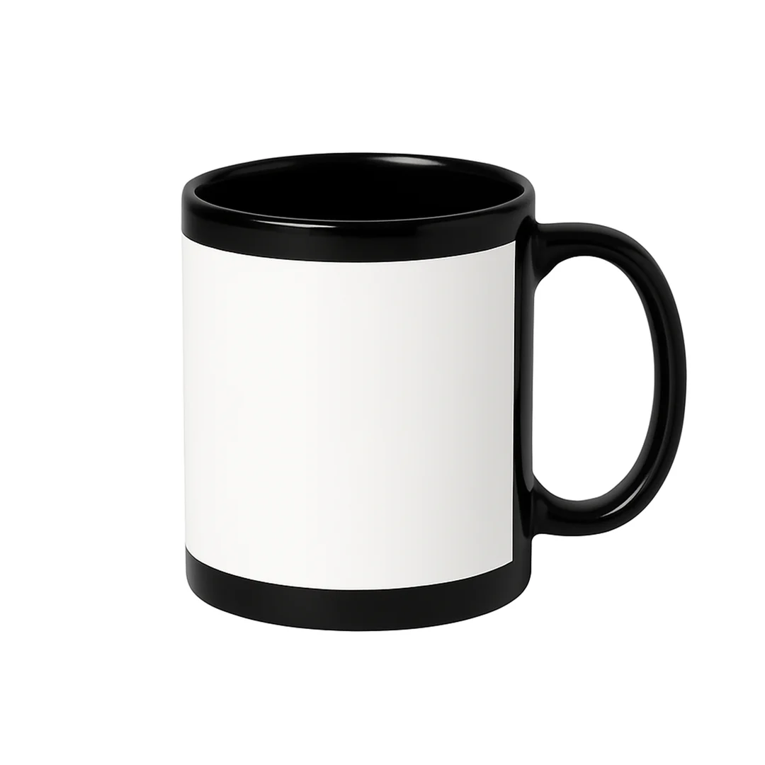 Taza de Cerámica Negra con Espacio Blanco | 11 Oz