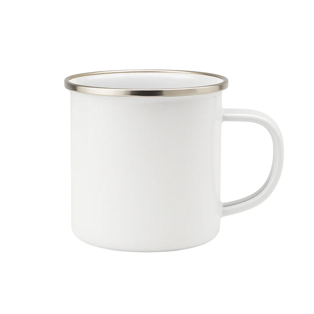 Taza de Metal con Borde Plata | 11 Oz