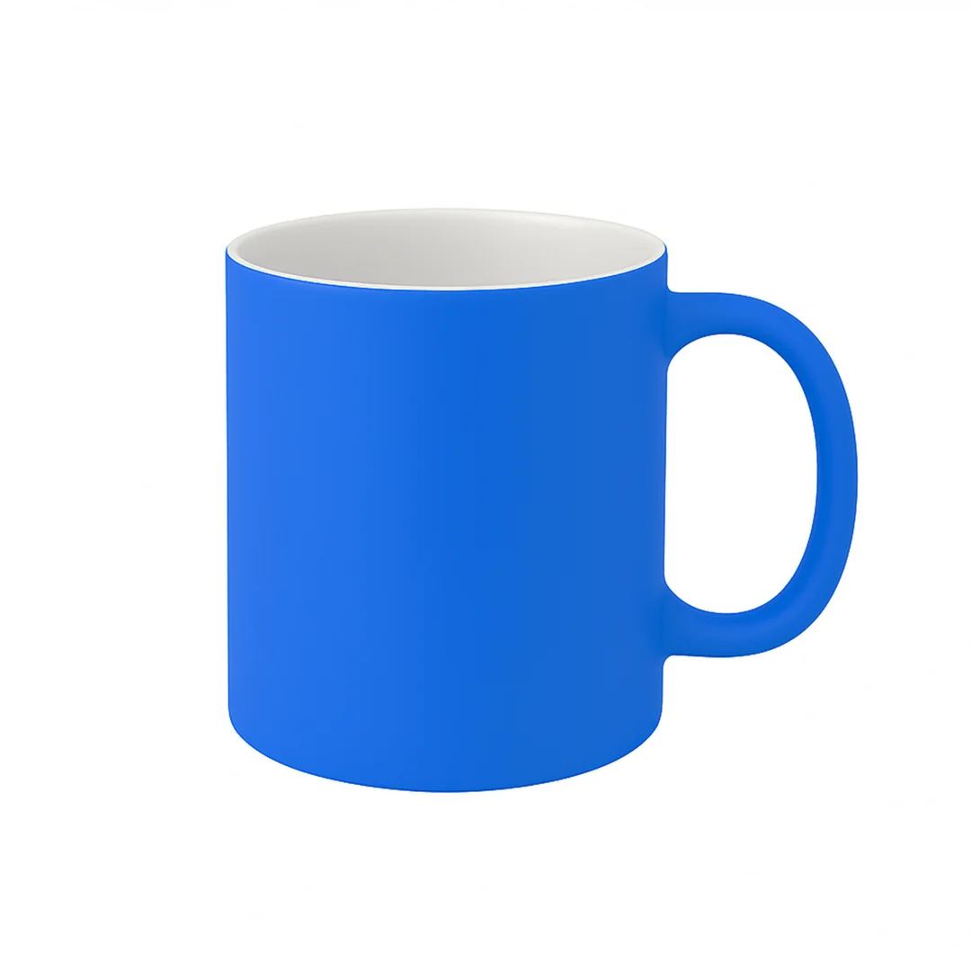 Taza de Cerámica Azul Flúor Mate | 11 Oz