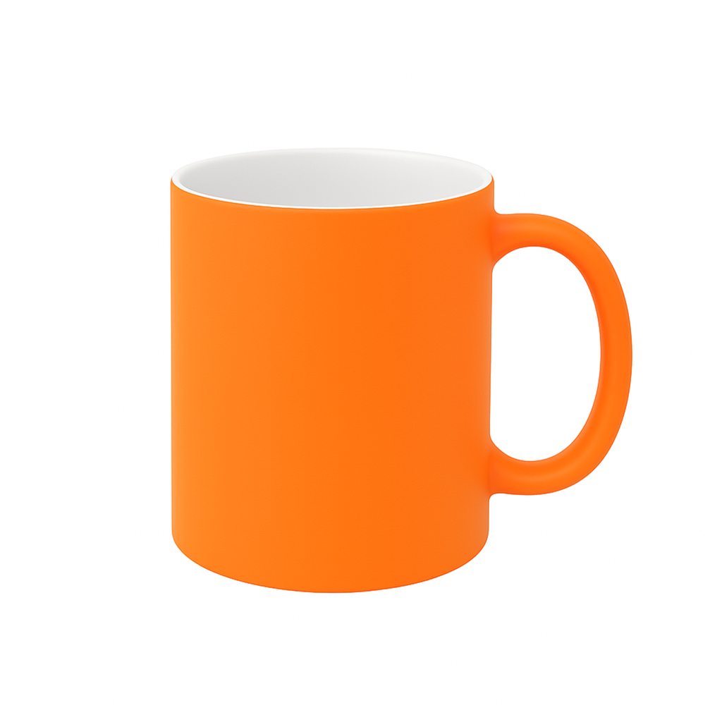 Taza de Cerámica Naranja Flúor Mate | 11 Oz